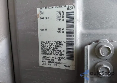 2010 Nissan Altima 2.5 S from USA, damaged, VIN 1N4AL2AP1AN519992